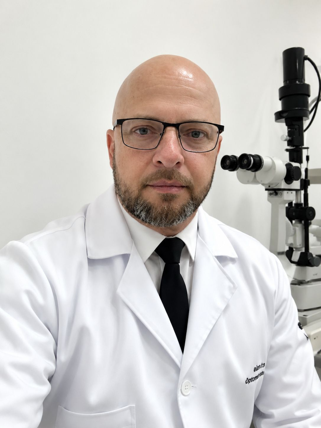 Dr. Emiliano Wolkart, optometrista, em seu consultório
